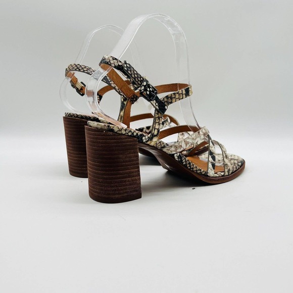 Madewell Womens 7.5 Gray Leather Snake Print Block Heel Strappy Shoes EUC - Picture 8 of 12